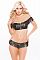 Топ и трусики с бахромой Faux Leather Off-Shoulder Top   G-String Set