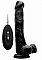 Чёрный вибратор-реалистик Vibrating Realistic Cock 10 With Scrotum - 27 см.