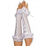 <strong>Перчатки со шнуровкой и оборками</strong> <br />
Перчатки без пальцев с ажурной каймой внизу и со шнуровкой вдоль руки. <div class="charTableblock"><div><span>Цвет</span>: белый</div></div> Перчатки со шнуровкой и оборками 
Перчатки без пальцев с ажурной каймой внизу и со шнуровкой вдоль руки.