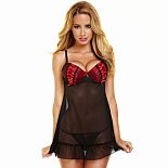 <strong>Бэби-долл с плотным лифом на косточках</strong> <br />
Сетевая прозрачная сорочка черного цвета с плотными чашечками лифа на косточках. <div class="charTableblock"><div><span>Размер</span>: S (42-44); M (44-46)</div><div><span>Цвет</span>: черный</div><div><span>Производитель</span>: Hustler Lingerie, США</div><div><span>В наличии</span>: S-M, черный с красным</div></div> Бэби-долл с плотным лифом на косточках 
Сетевая прозрачная сорочка черного цвета с плотными чашечками лифа на косточках.
