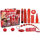 <strong>Набор красных вибростимуляторов</strong> <br />
В набор входит 9 предметов: пластиковое виброяичко на выносном пульте, анальный конусовидный массажер (длина 10 см, диаметр от 1 см до 3 см) две рельефные насадки на мужской половой орган: одна с закрытой головкой, другая с открытой колечко на мужской половой орган в форме губок фаллоимитатор с насадкой (длина 19 см, диаметр 4,5 см, насадка имеет выпуклые вены по всей длине) гладкий прозрачный пластиковый вибратор (длина 15,5 см, диаметр 2,5 см), мягкие вагинальные шарики с металлическими шариками внутри (диаметр шариков 3,5 см, вес шариков 61 грамм) анальная цепочка с кольцом из 10 звеньев (длина 28 см, диаметр от 1 см до 2,5 см). <div class="charTableblock"> </div> Набор красных вибростимуляторов
В набор входит 9 предметов: пластиковое виброяичко на выносном пульте, анальный конусовидный массажер (длина 10 см, диаметр от 1 см до 3 см) две рельефные насадки на мужской половой орган: одна с закрытой головкой, другая с открытой колечко на мужской половой орган в форме губок фаллоимитатор с насадкой (длина 19 см, диаметр 4,5 см, насадка имеет выпуклые вены по всей длине) гладкий прозрачный пластиковый вибратор (длина 15,5 см, диаметр 2,5 см), мягкие вагинальные шарики с металлическими шариками внутри (диаметр шариков 3,5 см, вес шариков 61 грамм) анальная цепочка с кольцом из 10 звеньев (длина 28 см, диаметр от 1 см до 2,5 см).