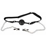 <strong>Силиконовый кляп-шар, соединенный цепочками с зажимами для сосков</strong> <br />
Силиконовый кляп-шар, соединенный цепочками с зажимами для сосков. <div class="charTableblock"><div><span>Материал</span>: силикон</div><div><span>Производитель</span>: Orion, Германия</div></div> Силиконовый кляп-шар, соединенный цепочками с зажимами для сосков
Силиконовый кляп-шар, соединенный цепочками с зажимами для сосков.