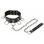 <strong>Средний ошейник с кольцами и поводком</strong> <br />
Универсальный атрибут для вашего Раба   ошейник средней длины, украшенный металлическими кольцами и заклёпками. <div class="charTableblock"><div><span>Материал</span>: кожзам</div><div><span>Производитель</span>: Пикантные штучки, Россия</div></div> Средний ошейник с кольцами и поводком 
Универсальный атрибут для вашего Раба   ошейник средней длины, украшенный металлическими кольцами и заклёпками.