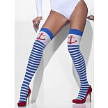 <strong>Чулки в морском стиле</strong> <br />
Белые, непрозрачные чулки на резинке, с горизонтальными синими полосами, как на тельняшке. <div class="charTableblock"><div><span>Размер</span>: S (42-44); M (44-46); L (46-48)</div><div><span>Цвет</span>: другой</div><div><span>В наличии</span>: S-M-L, синий с белым</div></div> Чулки в морском стиле
Белые, непрозрачные чулки на резинке, с горизонтальными синими полосами, как на тельняшке.