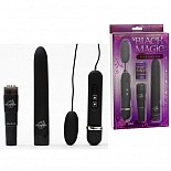 <strong>Черный набор BLACK MAGIC 0951-10 BX DJ</strong> <br />
Черный набор из бархатистого пластика состоит из трех предметов - вибро-яичко с выносным пультом имеет 4 скорости вибрации, вибро-ракета с 1 насадкой и гладкий вибратор. <div class="charTableblock"> </div> Черный набор BLACK MAGIC 0951-10 BX DJ
Черный набор из бархатистого пластика состоит из трех предметов - вибро-яичко с выносным пультом имеет 4 скорости вибрации, вибро-ракета с 1 насадкой и гладкий вибратор.