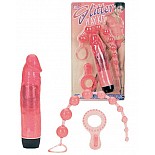 <strong>Набор гелевый розовый (Dream Toys 50090)</strong> <br />
Набор Унисекс. Розовый набор из трех элементов: вибратор гелевый прозрачный с блестками длиной 16 см. диаметром 3,5. Анальная цепочка из 10 шаров на жесткой сцепке длиной 25 см. Диаметр шаров от 0,5 см до 2 см, промежуток между шарами 1 см.. Эрекционное кольцо с клиторальным стимулятором. <div class="charTableblock"> </div> Набор гелевый розовый (Dream Toys 50090) 
Набор Унисекс. Розовый набор из трех элементов: вибратор гелевый прозрачный с блестками длиной 16 см. диаметром 3,5. Анальная цепочка из 10 шаров на жесткой сцепке длиной 25 см. Диаметр шаров от 0,5 см до 2 см, промежуток между шарами 1 см.. Эрекционное кольцо с клиторальным стимулятором.