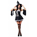 <strong>Костюм Волшебная ведьмочка</strong> <br />
Костюм состоит из:
· головного убора
· украшения на шею
· платья
· нарукавников
· чулок
 <div class="charTableblock"><div><span>Размер</span>: S (42-44); M (44-46)</div><div><span>Производитель</span>: Le Frivole, Китай; Le Frivole, Китай</div></div> Костюм Волшебная ведьмочка 
Костюм состоит из:
· головного убора
· украшения на шею
· платья
· нарукавников
· чулок