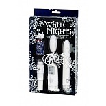 <strong>Набор подарочный White Nights</strong> <br />
Эротический набор из люкс-коллекции WHITE NIGHTS. Выполнен в белом цвете, из материала Velvet Touch бархатистого на ощупь.
<br><br>В набор входит:
<br> - вибратор длиной 15 см, диаметром 2,5 см;
<br> - четырехскоростное вибро-яичко;
<br> - вибро-стимулятор для клитора или сосков.
<br><br>Все устройства работаю от пальчиковых батареек типа АА. В подарок массажное масло 30 мл с цветочным ароматом. Отличный подарок в красивой упаковке. <div class="charTableblock"> </div> Набор подарочный White Nights
Эротический набор из люкс-коллекции WHITE NIGHTS. Выполнен в белом цвете, из материала Velvet Touch бархатистого на ощупь.
<br><br>В набор входит:
<br> - вибратор длиной 15 см, диаметром 2,5 см;
<br> - четырехскоростное вибро-яичко;
<br> - вибро-стимулятор для клитора или сосков.
<br><br>Все устройства работаю от пальчиковых батареек типа АА. В подарок массажное масло 30 мл с цветочным ароматом. Отличный подарок в красивой упаковке.