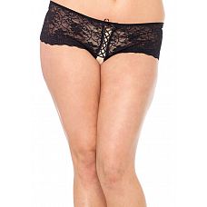 <strong>Кружевные шортики со шнуровкой</strong> <br />
Красивые и удобные трусики-шортики. Игривая шнуровка не оставит равнодушным Вашего партнера! <div class="charTableblock"><div><span>Размер</span>: XL (48-50)</div><div><span>Цвет</span>: черный</div><div><span>Производитель</span>: Leg Avenue, США</div><div><span>В наличии</span>: XL, черный</div></div> Кружевные шортики со шнуровкой 
Красивые и удобные трусики-шортики. Игривая шнуровка не оставит равнодушным Вашего партнера!