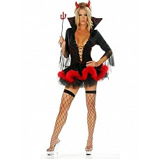 <strong>Костюм "Верховный демон" черный 02136 SM</strong> <br />
Подчеркнуто женственный по силуэту и театральный по деталям, такого плана, как рожки чертенка или трезубец, костюмчик верховного демона из преисподней станет великолепным выбором для девушки, решившей слегка пошалить на вечеринке.<div class="charTableblock"><div><span>Размер</span>: S (42-44); M (44-46)</div></div> Костюм "Верховный демон" черный 02136 SM 
Подчеркнуто женственный по силуэту и театральный по деталям, такого плана, как рожки чертенка или трезубец, костюмчик верховного демона из преисподней станет великолепным выбором для девушки, решившей слегка пошалить на вечеринке.