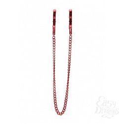 Красные металлические клипсы на соски с цепочкой Красные металлические клипсы на соски с цепочкой