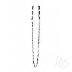 Серебристые металлические клипсы на соски с цепочкой Серебристые металлические клипсы на соски с цепочкой