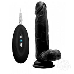 Чёрный вибратор-реалистик Vibrating Realistic Cock 8 With Scrotum - 20 см. Чёрный вибратор-реалистик Vibrating Realistic Cock 8 With Scrotum - 20 см.