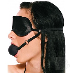 Кляп-шарик на регулируемых ремешках в комплекте с маской на глаза  Кляп-шарик на регулируемых ремешках в комплекте с маской на глаза