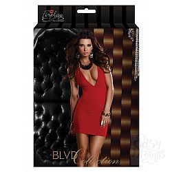      MINI DRESS W PLUNGING V-NECK RED M 882693-RED-M