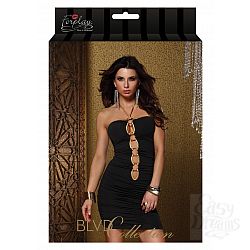         TRIMMED HALTER MINI DRESS BLACK L 882671-BLACK-L