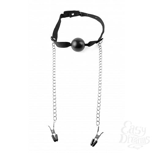 Фотография 4:  Кляп Fetish Fantasy Series Ball Gag & Nipple Clampsс зажимами на соски черный Фотография 4  Кляп Fetish Fantasy Series Ball Gag & Nipple Clampsс зажимами на соски черный