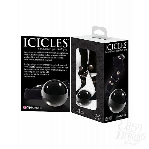 Фотография 4:  Кляп Icicles No. 65 из стекла черный Фотография 4  Кляп Icicles No. 65 из стекла черный