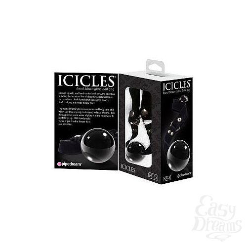 Фотография 3:  Черный стеклянный кляп Icicles №65 Фотография 3  Черный стеклянный кляп Icicles №65