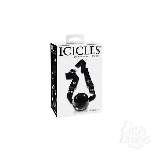 Фотография 4:  Черный стеклянный кляп Icicles №65 Фотография 4  Черный стеклянный кляп Icicles №65