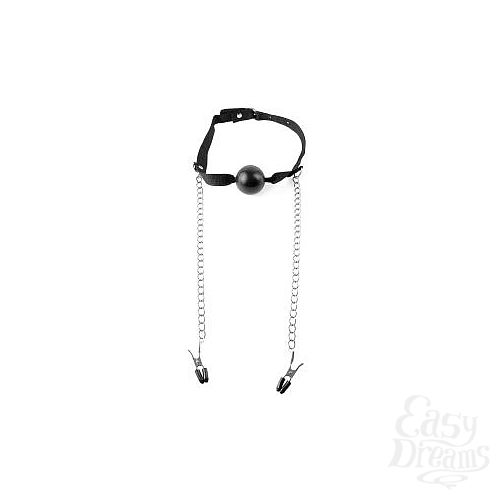 Фотография 4:  Черный кляп Fetish Fantasy Series Ball Gag   Nipple Clampsс зажимами на соски Фотография 4  Черный кляп Fetish Fantasy Series Ball Gag   Nipple Clampsс зажимами на соски