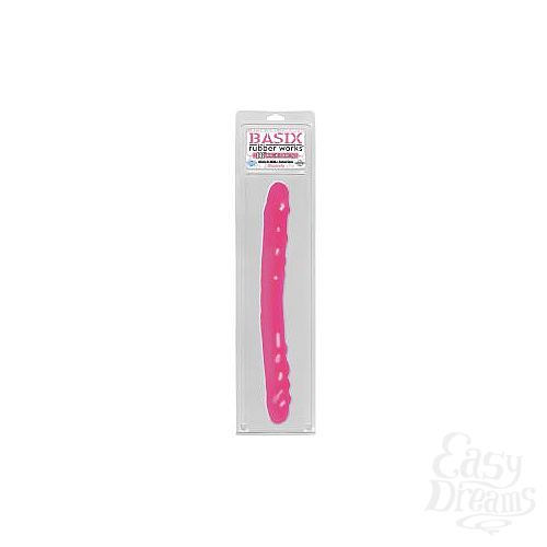 Фотография 2:  Розовый двойной фаллоимитатор BASIX - 38,5 см. Фотография 2  Розовый двойной фаллоимитатор BASIX - 38,5 см.