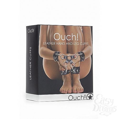  2     Leather Hand And Legcuffs Black SH-OU050BLK