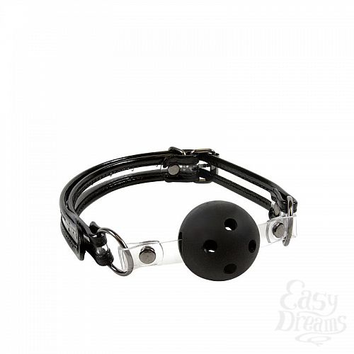 Фотография 2:  Пластиковый кляп-шар Bare Bondage с отверстиями и прозрачными вставками Фотография 2  Пластиковый кляп-шар Bare Bondage с отверстиями и прозрачными вставками