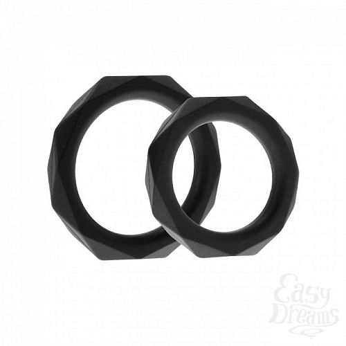  1:    Rock Rings The Cocktagon ll 2 Pack Black
