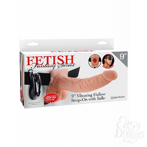 ���������� 1:  ������������� � ���������� Fetish Fantasy Series 9 Vibrating Hollow Strap-On with Balls - Flesh � �