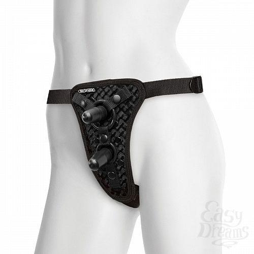  1:        Double Penetration Velvet Harness w/ 2 Plug