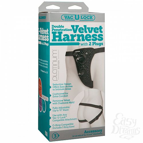  3        Double Penetration Velvet Harness w/ 2 Plug