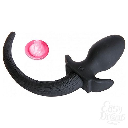  2    Bon 4 Dog Tail Butt Plug Black M - Mister B 