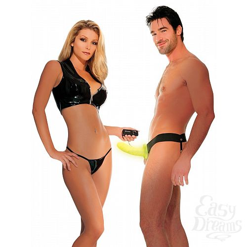  7        For Him or Her  Vibrating Hollow Strap-On - 15 .