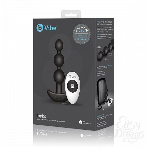  7  ׸   TRIPLET ANAL BEADS BLACK - 14 .