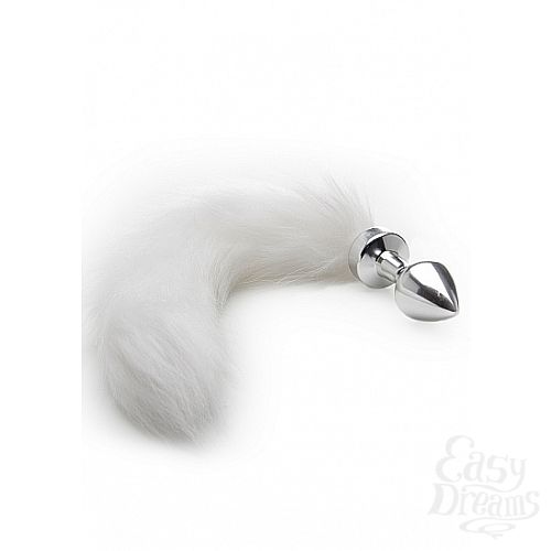  1:    White Tail Buttplug Silver SH-OU134SIL