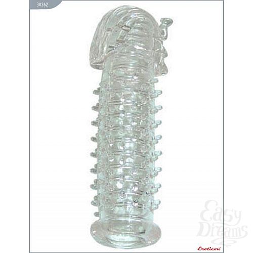 Фотография 1:  Прозрачная гелевая насадка «Фараон» - 14 см. Фотография 1:  Прозрачная гелевая насадка «Фараон» - 14 см.