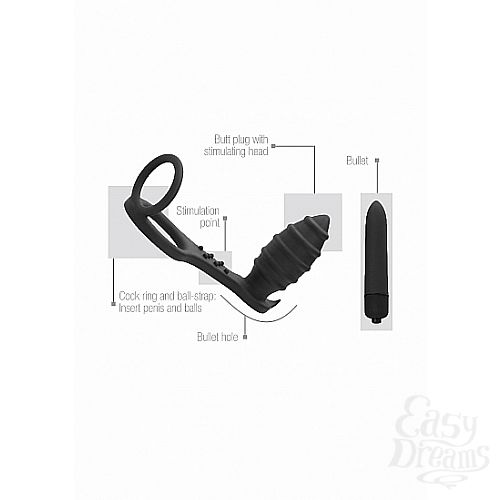 Фотография 2:  Анальный стимулятор с эрекционным кольцом SONO  55 Black SH-SON055BLK Фотография 2  Анальный стимулятор с эрекционным кольцом SONO  55 Black SH-SON055BLK