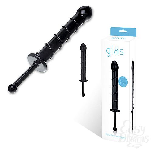  1:      BLACK SWIRL LOVE WAND GLAS-121