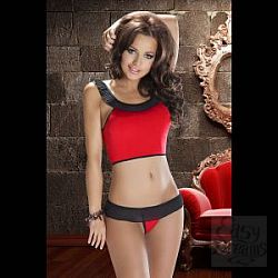 Милый комплект Cleo: топ и трусики-стринг с оборкой Милый комплект Cleo: топ и трусики-стринг с оборкой