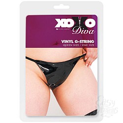 Виниловые черные стринги DIVA 2-1007XOD  Виниловые черные стринги DIVA 2-1007XOD