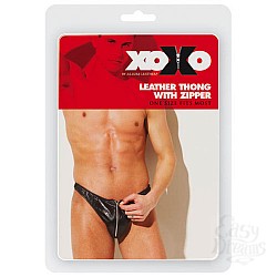 Кожаные мужские трусы с молнией 24-103XO  Кожаные мужские трусы с молнией 24-103XO